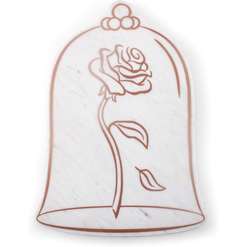 imagePICNIC TIME Disney Princess Beauty ampamp the Beast Marble Serving Stone Cheese Board Charcuterie Board Serving Tray White Marble with Rose Gold Accents