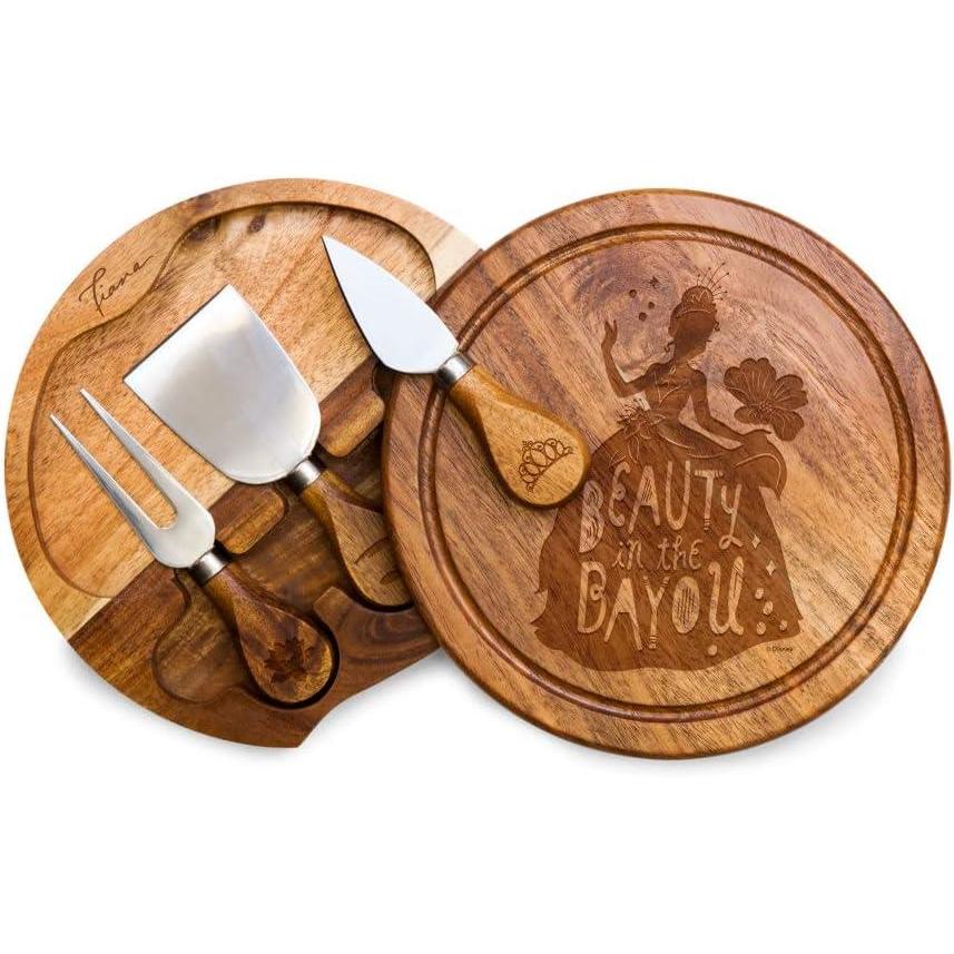 imagePICNIC TIME Disney Ratatouille Acacia Brie Cheese Board ampamp Knife Set Charcuterie Board with Swivel Tool Drawer Premium Wood Cutting Board Perfect Disney Gift for Entertaining Acacia WoodDisney Princess  The Frog  Acacia Wood