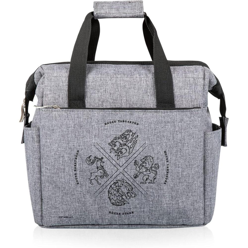 imagePICNIC TIME Harry Potter Gryffindor On The Go Lunch Cooler Soft Cooler Lunch Box Insulated Lunch Bag Black with Red AccentsWarner Bro Game of Thrones 4 Houses Heathered Gray