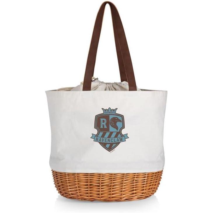 imagePICNIC TIME Harry Potter Ravenclaw Coronado Canvas and Willow Basket Tote Picnic Tote Bag Beach Tote Beige Canvas