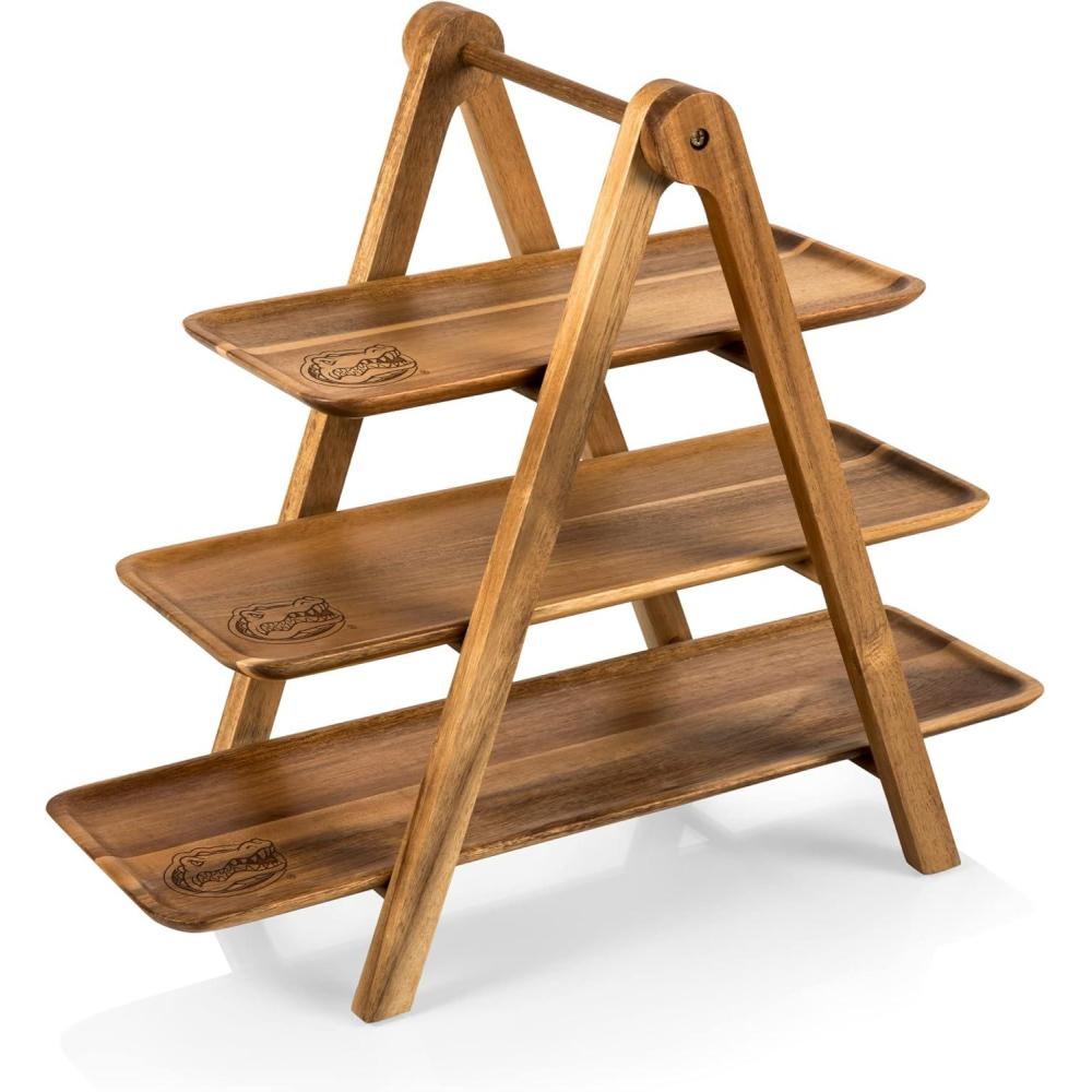 imagePICNIC TIME NCAA 3 Tiered Serving Tray Charcuterie Boards Wood Serving Platters Acacia WoodFlorida Gators