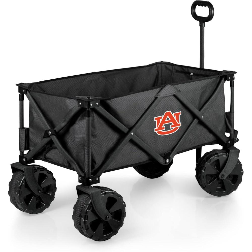 imagePICNIC TIME NCAA Adventure Wagon Elite AllTerrain Folding Beach Wagon with Big Wheels Plus Table Top Lid ampamp Soft Cooler Liner Dark GrayAuburn Tigers