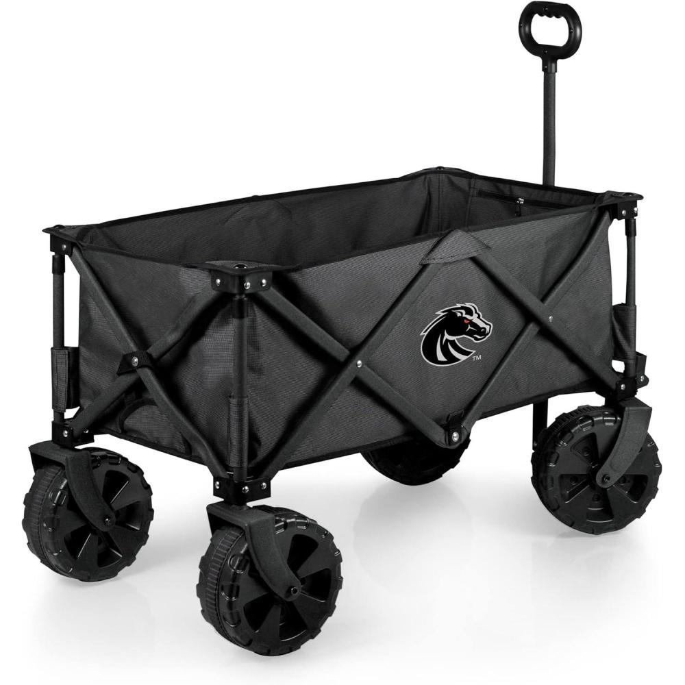 imagePICNIC TIME NCAA Adventure Wagon Elite AllTerrain Folding Beach Wagon with Big Wheels Plus Table Top Lid ampamp Soft Cooler Liner Dark GrayBoise State Broncos