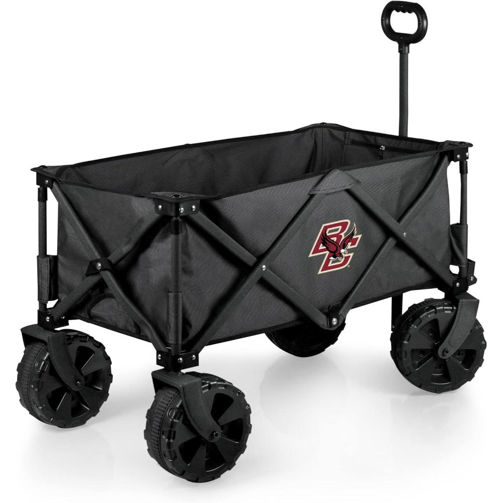 imagePICNIC TIME NCAA Adventure Wagon Elite AllTerrain Folding Beach Wagon with Big Wheels Plus Table Top Lid ampamp Soft Cooler Liner Dark GrayBoston College Eagles