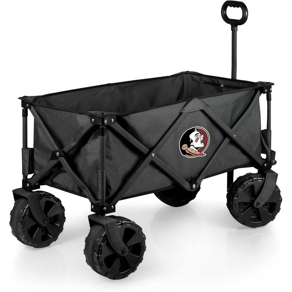 imagePICNIC TIME NCAA Adventure Wagon Elite AllTerrain Folding Beach Wagon with Big Wheels Plus Table Top Lid ampamp Soft Cooler Liner Dark GrayFlorida State Seminoles