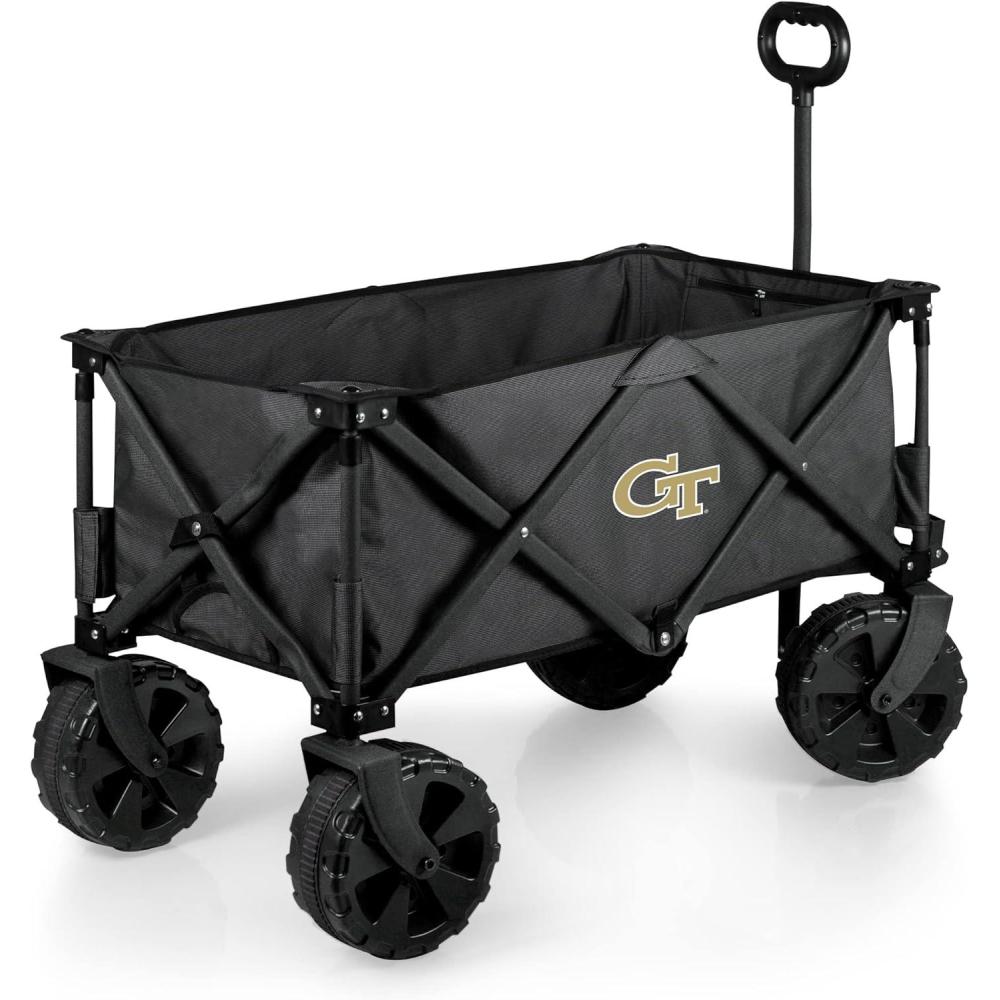 imagePICNIC TIME NCAA Adventure Wagon Elite AllTerrain Folding Beach Wagon with Big Wheels Plus Table Top Lid ampamp Soft Cooler Liner Dark GrayGeorgia Tech Yellow Jackets