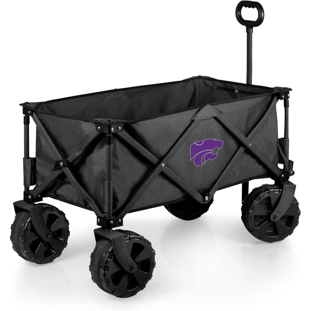 imagePICNIC TIME NCAA Adventure Wagon Elite AllTerrain Folding Beach Wagon with Big Wheels Plus Table Top Lid ampamp Soft Cooler Liner Dark GrayKansas State Wildcats