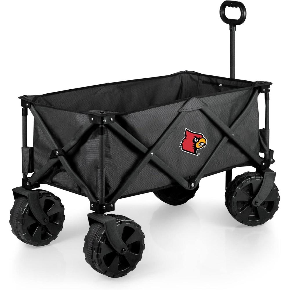 imagePICNIC TIME NCAA Adventure Wagon Elite AllTerrain Folding Beach Wagon with Big Wheels Plus Table Top Lid ampamp Soft Cooler Liner Dark GrayLouisville Cardinals
