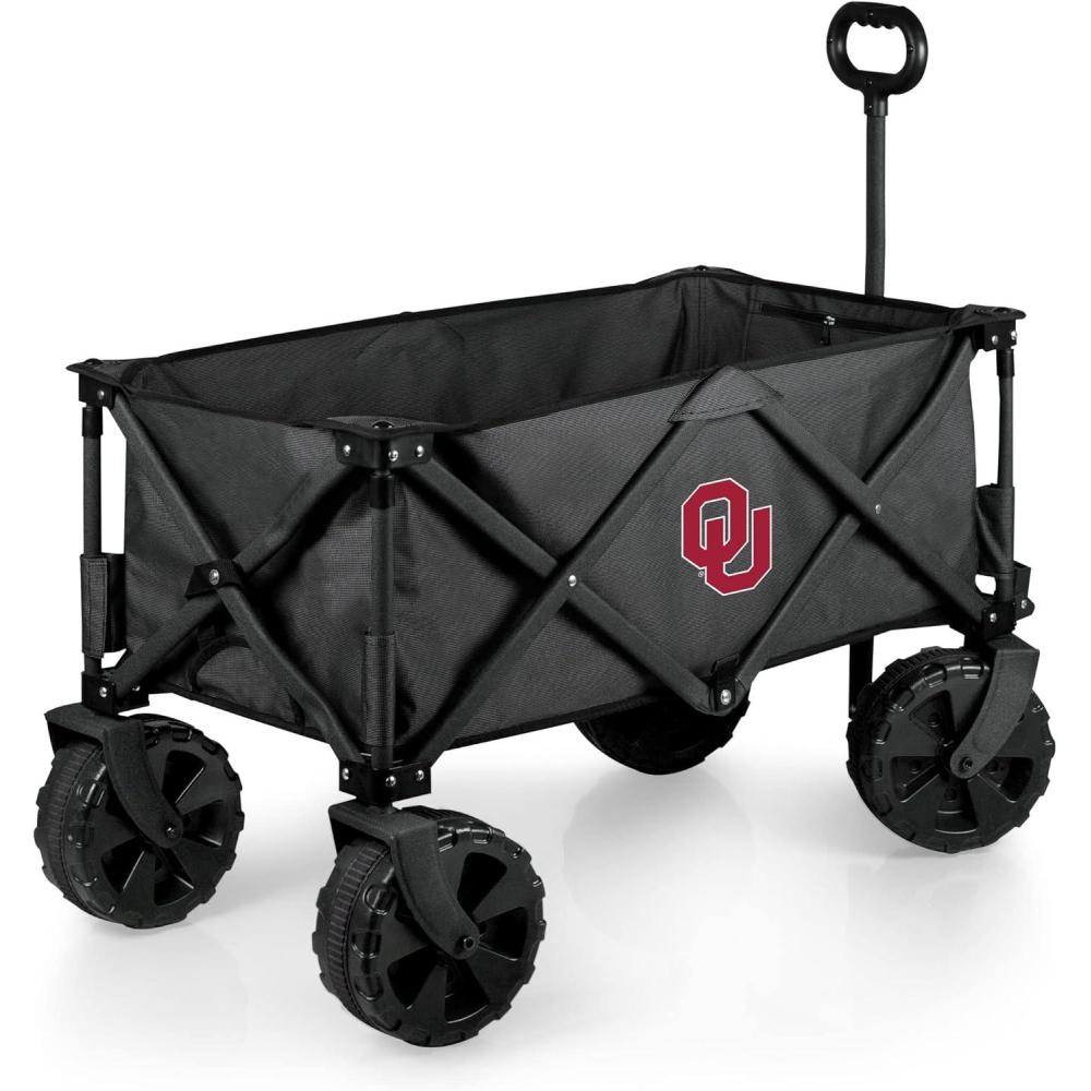 imagePICNIC TIME NCAA Adventure Wagon Elite AllTerrain Folding Beach Wagon with Big Wheels Plus Table Top Lid ampamp Soft Cooler Liner Dark GrayOklahoma Sooners