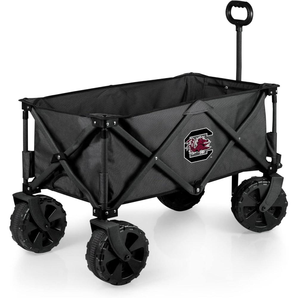 imagePICNIC TIME NCAA Adventure Wagon Elite AllTerrain Folding Beach Wagon with Big Wheels Plus Table Top Lid ampamp Soft Cooler Liner Dark GraySouth carolina gamecocks