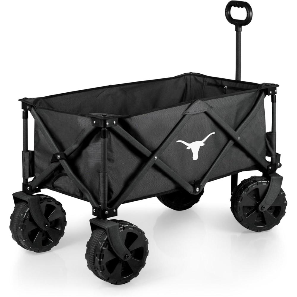 imagePICNIC TIME NCAA Adventure Wagon Elite AllTerrain Folding Beach Wagon with Big Wheels Plus Table Top Lid ampamp Soft Cooler Liner Dark GrayTexas Longhorns