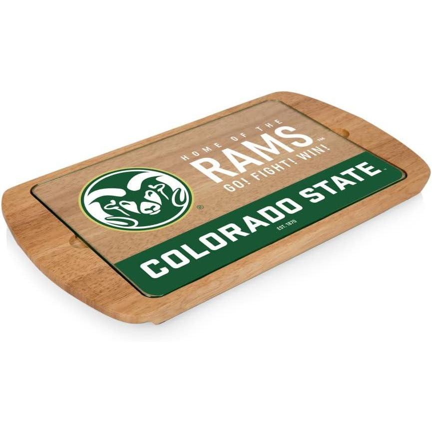 imagePICNIC TIME NCAA Billboard Glass Top Cheese Board Serving Platter Cheese Boards Charcuterie Boards ParawoodColorado State Rams