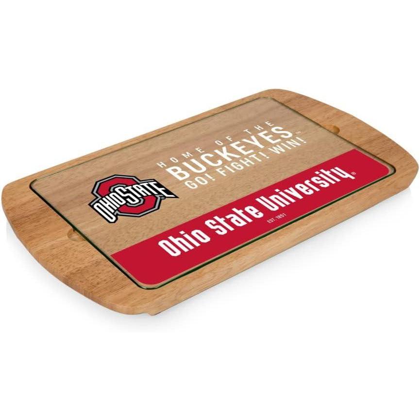 imagePICNIC TIME NCAA Billboard Glass Top Cheese Board Serving Platter Cheese Boards Charcuterie Boards ParawoodOhio State Buckeyes