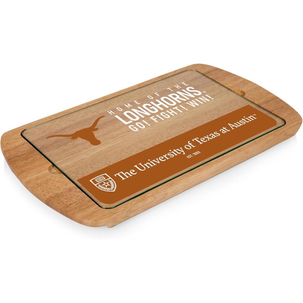 imagePICNIC TIME NCAA Billboard Glass Top Cheese Board Serving Platter Cheese Boards Charcuterie Boards ParawoodTexas Longhorns
