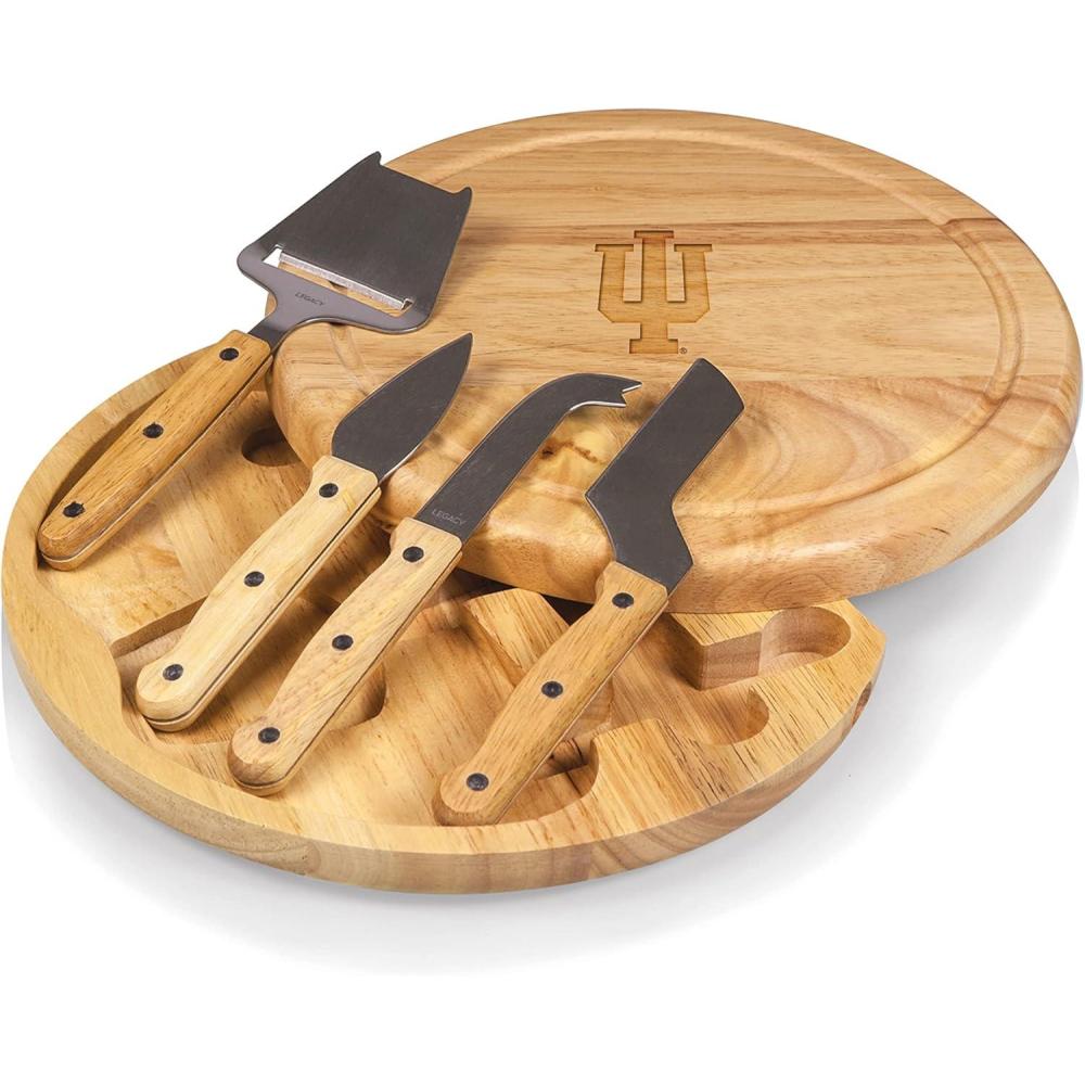 imagePICNIC TIME NCAA Circo Cheese Board and Knife Set  Charcuterie Board Set  Wood Cutting BoardIndiana Hoosiers