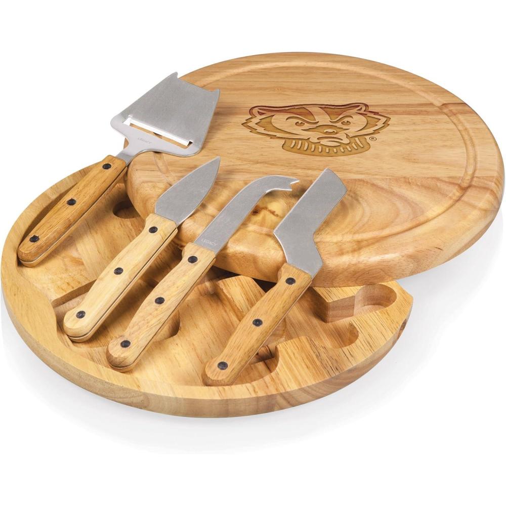 imagePICNIC TIME NCAA Circo Cheese Board and Knife Set  Charcuterie Board Set  Wood Cutting BoardWisconsin Badgers
