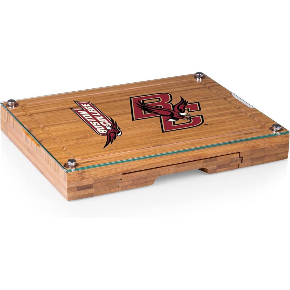 imagePICNIC TIME NCAA Concerto Glass Top Cheese Board and Knife Set Charcuterie Board Set Glass Top Cutting Board BambooBoston College Eagles