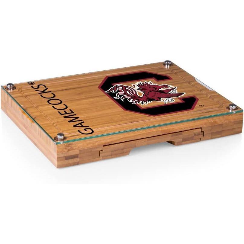 imagePICNIC TIME NCAA Concerto Glass Top Cheese Board and Knife Set Charcuterie Board Set Glass Top Cutting Board BambooSouth Carolina Fighting Gamecocks