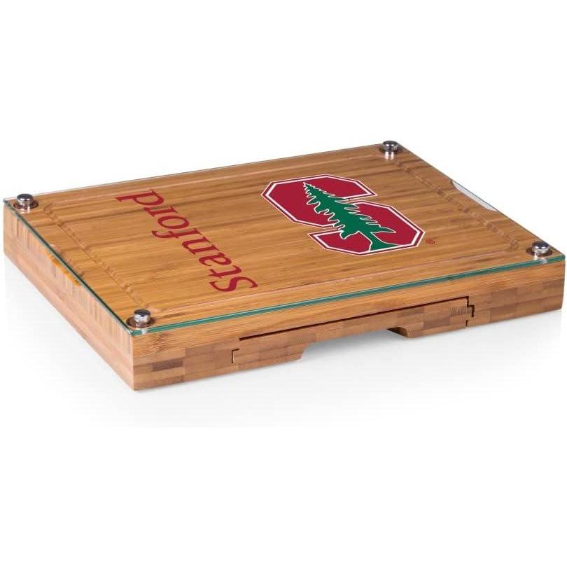 imagePICNIC TIME NCAA Concerto Glass Top Cheese Board and Knife Set Charcuterie Board Set Glass Top Cutting Board BambooStanford Cardinal