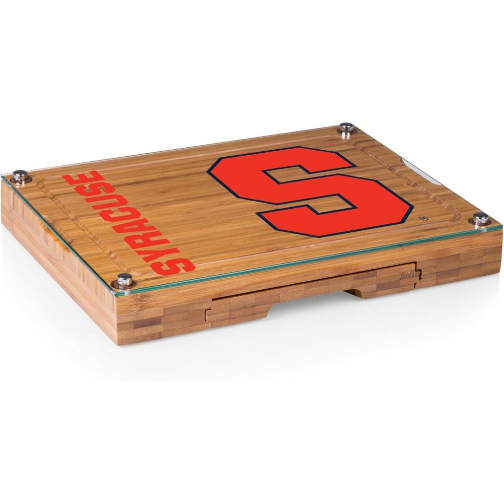 imagePICNIC TIME NCAA Concerto Glass Top Cheese Board and Knife Set Charcuterie Board Set Glass Top Cutting Board BambooSyracuse Orange