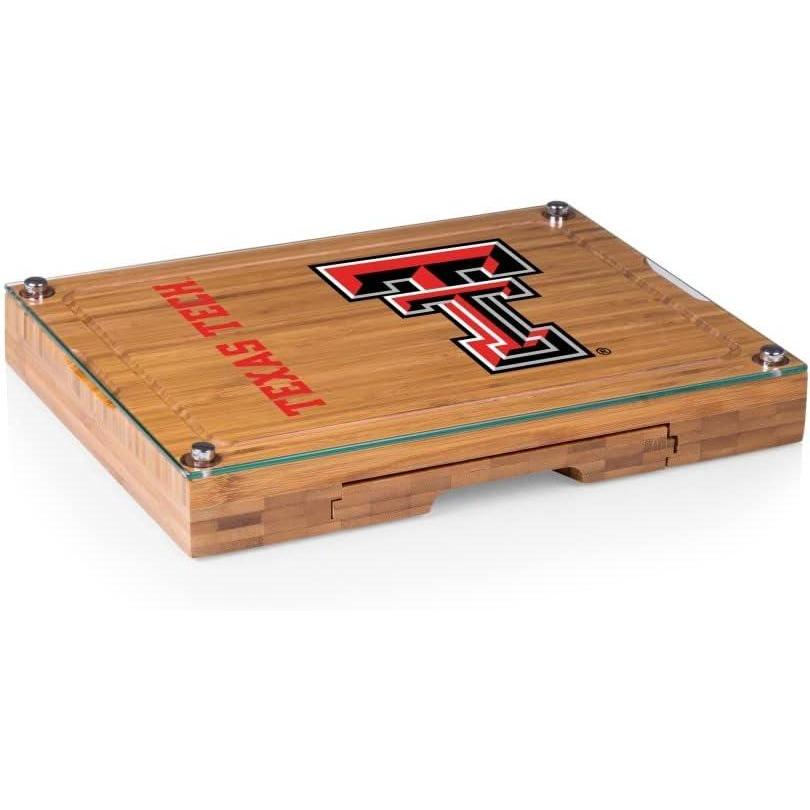 imagePICNIC TIME NCAA Concerto Glass Top Cheese Board and Knife Set Charcuterie Board Set Glass Top Cutting Board BambooTexas Tech Red Raiders