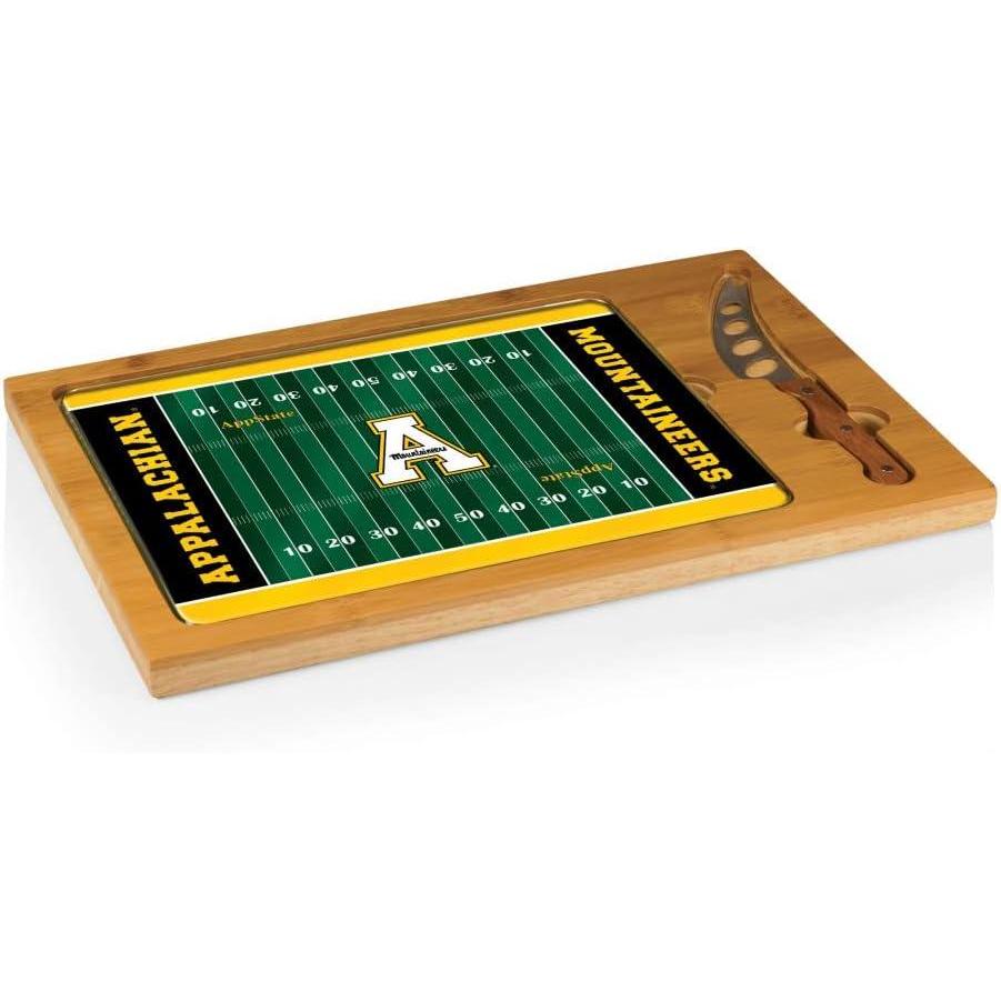 imagePICNIC TIME NCAA Icon Glass Top Cutting Board ampamp Knife Set Cheese Boards Charcuterie Boards Serving Platter Parawood ampamp BambooAppalachian State Mountaineers