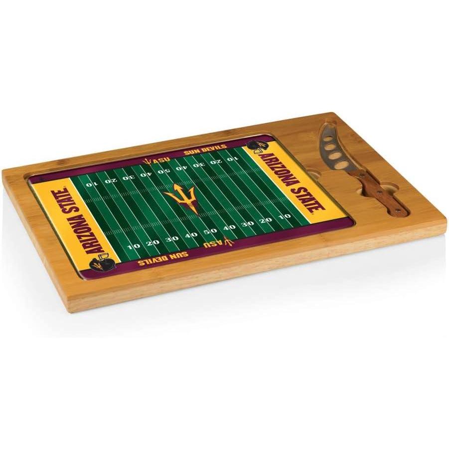 imagePICNIC TIME NCAA Icon Glass Top Cutting Board ampamp Knife Set Cheese Boards Charcuterie Boards Serving Platter Parawood ampamp BambooArizona State Sun Devils