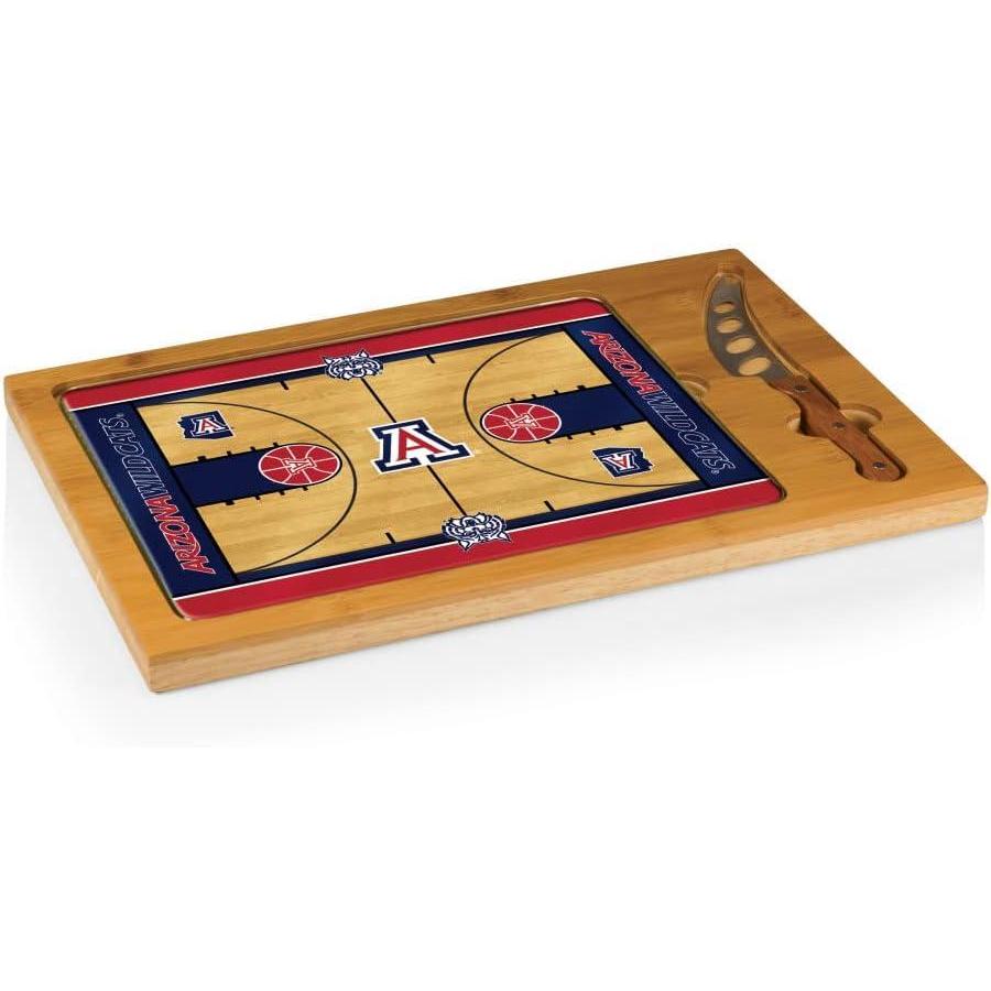 imagePICNIC TIME NCAA Icon Glass Top Cutting Board ampamp Knife Set Cheese Boards Charcuterie Boards Serving Platter Parawood ampamp BambooArizona Wildcats 1