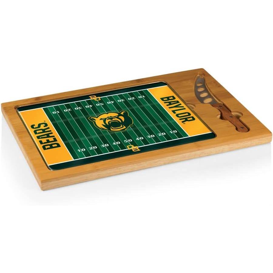 imagePICNIC TIME NCAA Icon Glass Top Cutting Board ampamp Knife Set Cheese Boards Charcuterie Boards Serving Platter Parawood ampamp BambooBaylor Bears