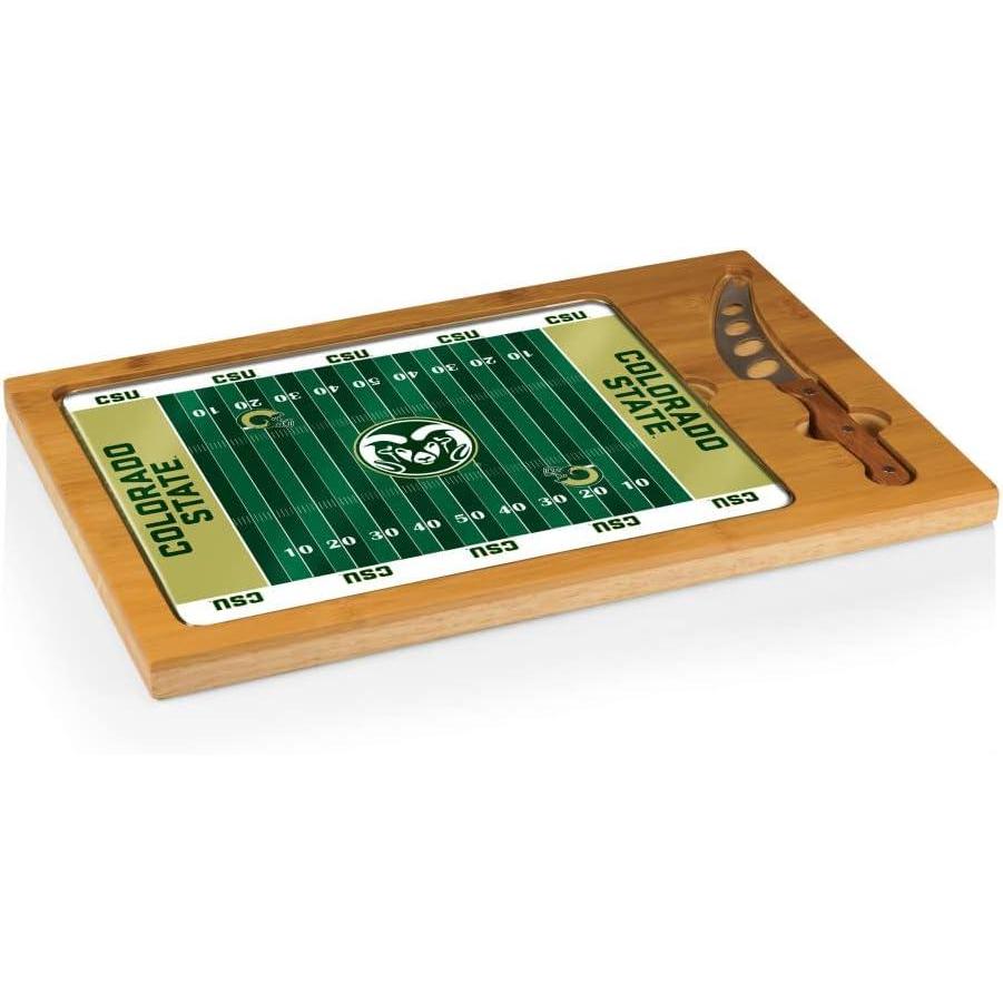 imagePICNIC TIME NCAA Icon Glass Top Cutting Board ampamp Knife Set Cheese Boards Charcuterie Boards Serving Platter Parawood ampamp BambooColorado State Rams