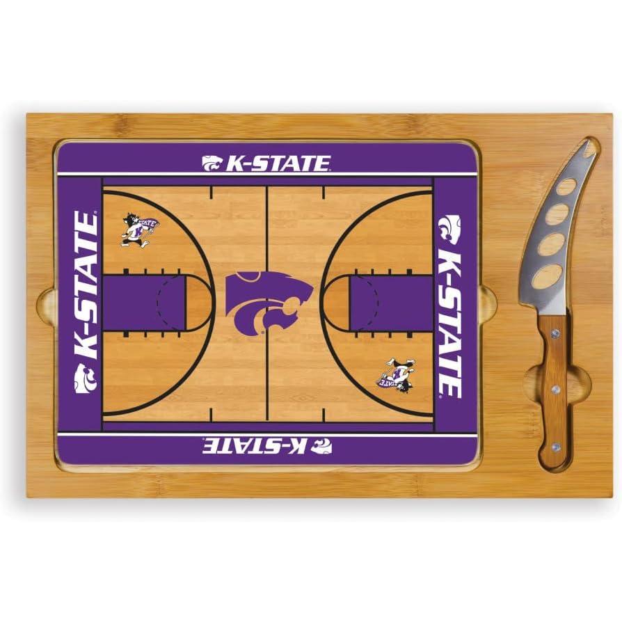 imagePICNIC TIME NCAA Icon Glass Top Cutting Board ampamp Knife Set Cheese Boards Charcuterie Boards Serving Platter Parawood ampamp BambooKansas State Wildcats 1