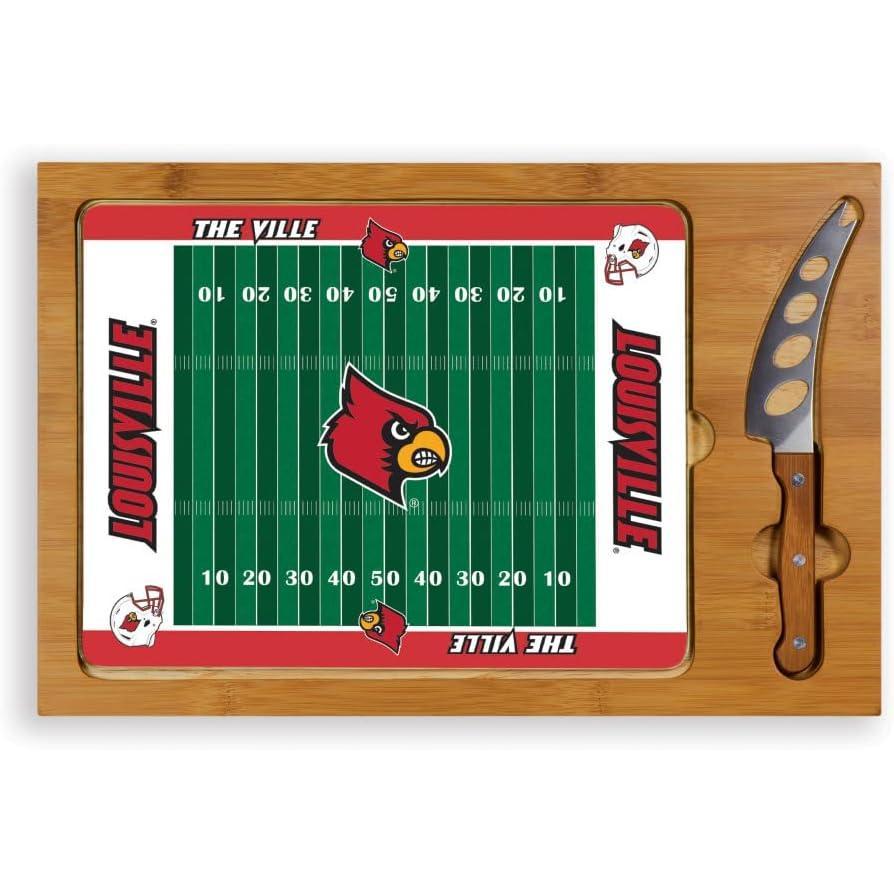 imagePICNIC TIME NCAA Icon Glass Top Cutting Board ampamp Knife Set Cheese Boards Charcuterie Boards Serving Platter Parawood ampamp BambooLouisville Cardinals