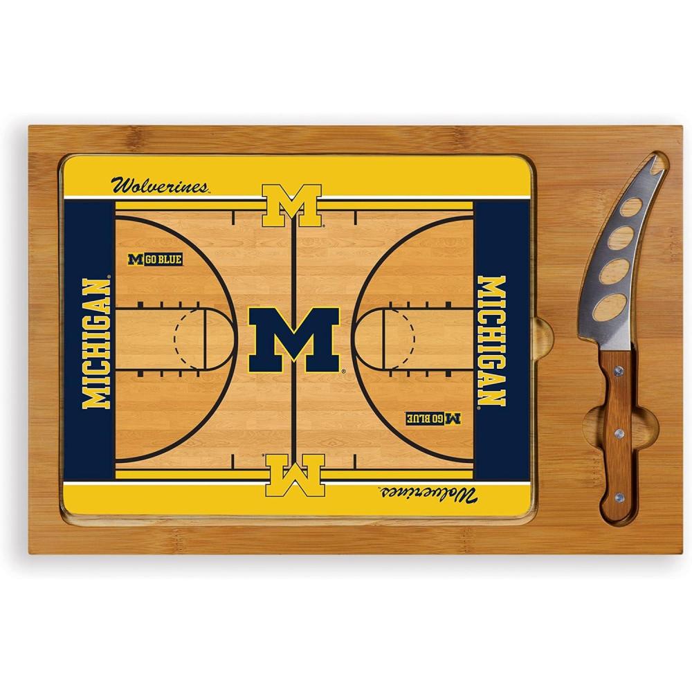 imagePICNIC TIME NCAA Icon Glass Top Cutting Board ampamp Knife Set Cheese Boards Charcuterie Boards Serving Platter Parawood ampamp BambooMichigan Wolverines 1