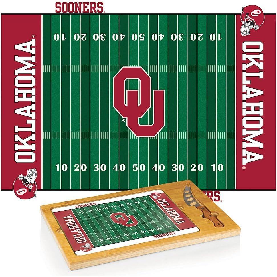 imagePICNIC TIME NCAA Icon Glass Top Cutting Board ampamp Knife Set Cheese Boards Charcuterie Boards Serving Platter Parawood ampamp BambooOklahoma Sooners