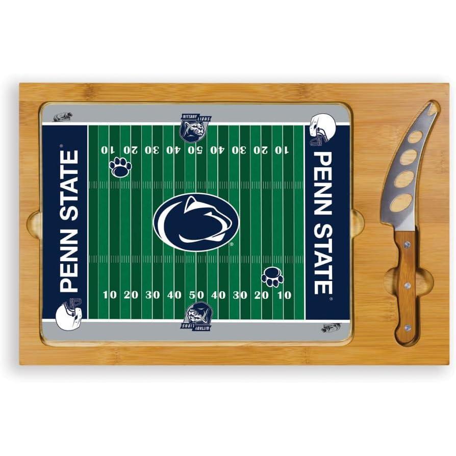 imagePICNIC TIME NCAA Icon Glass Top Cutting Board ampamp Knife Set Cheese Boards Charcuterie Boards Serving Platter Parawood ampamp BambooPenn State Nittany Lions