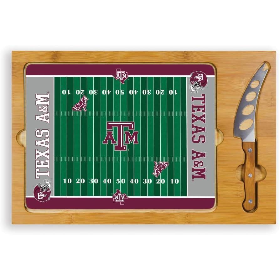 imagePICNIC TIME NCAA Icon Glass Top Cutting Board ampamp Knife Set Cheese Boards Charcuterie Boards Serving Platter Parawood ampamp BambooTexas AM Aggies