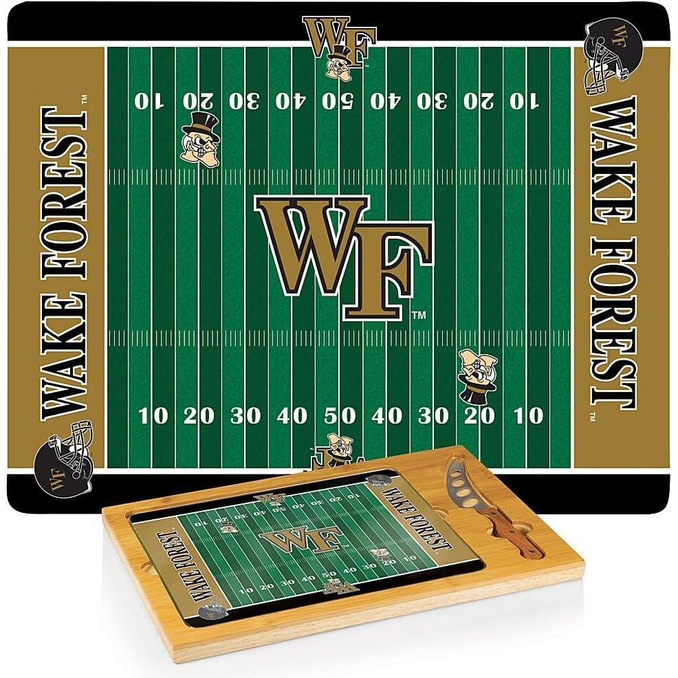 imagePICNIC TIME NCAA Icon Glass Top Cutting Board ampamp Knife Set Cheese Boards Charcuterie Boards Serving Platter Parawood ampamp BambooWake Forest Demon Deacons