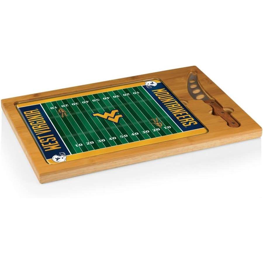 imagePICNIC TIME NCAA Icon Glass Top Cutting Board ampamp Knife Set Cheese Boards Charcuterie Boards Serving Platter Parawood ampamp BambooWest Virginia Mountaineers