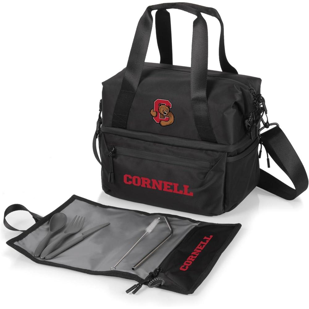 imagePICNIC TIME NCAA Oklahoma Sooners Tarana Lunch Bag Cooler with Utensils Made from Recycled Material Lunch Box with Picnic Set Upcycled Lunch Cooler Bag Carbon BlackCornell Big Red