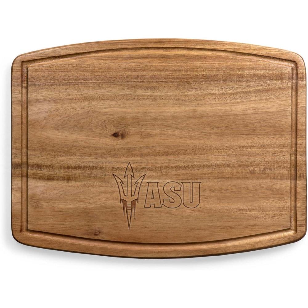imagePICNIC TIME NCAA Ovale Acacia Cutting Board Charcuterie Board Set with Juice Groove for SpillS Wood Serving Platte Acacia WoodArizona State Sun Devils