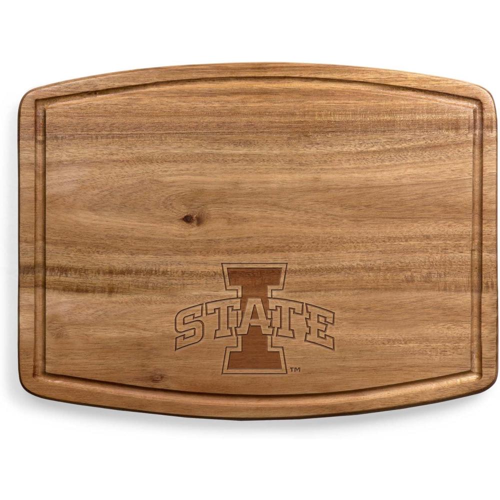 imagePICNIC TIME NCAA Ovale Acacia Cutting Board Charcuterie Board Set with Juice Groove for SpillS Wood Serving Platte Acacia WoodIowa State Cyclones