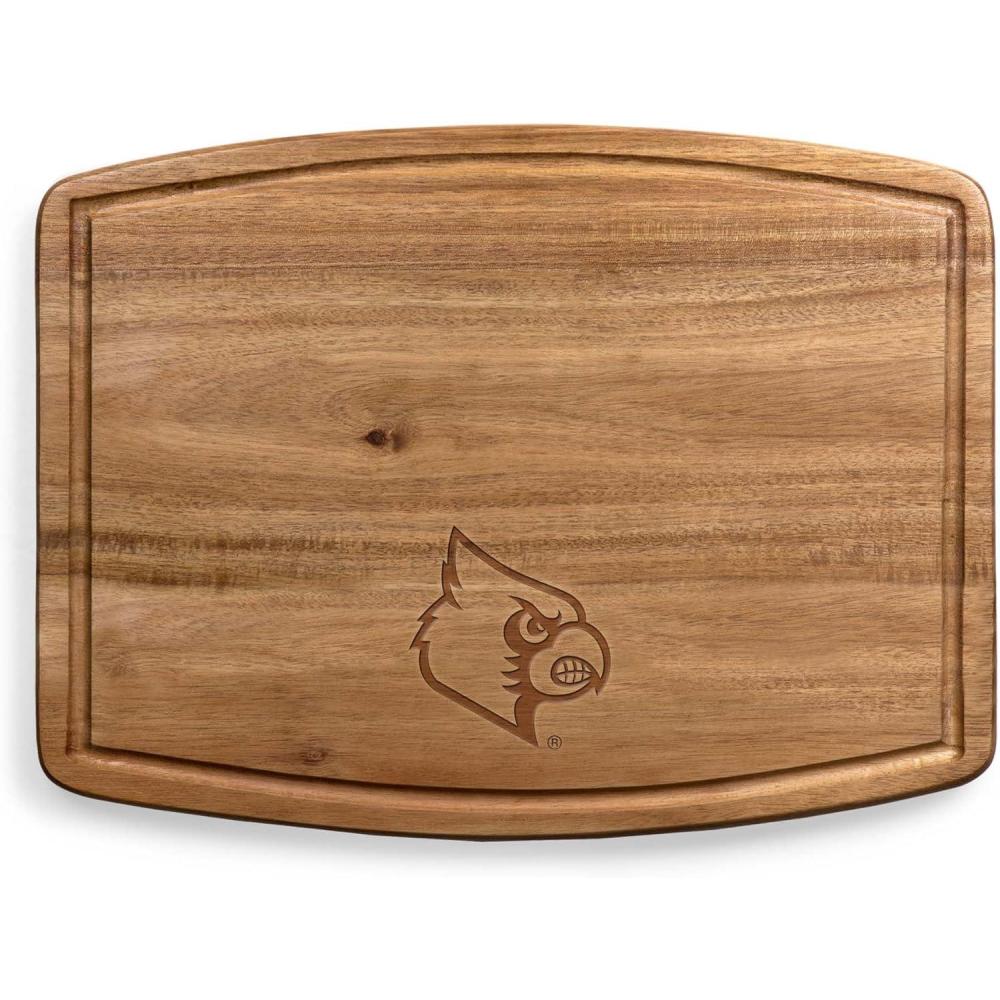 imagePICNIC TIME NCAA Ovale Acacia Cutting Board Charcuterie Board Set with Juice Groove for SpillS Wood Serving Platte Acacia WoodLouisville Cardinals