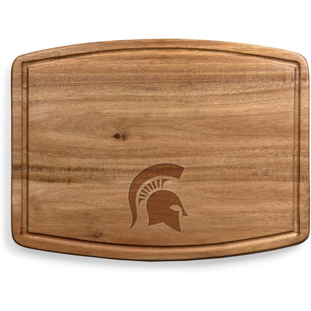imagePICNIC TIME NCAA Ovale Acacia Cutting Board Charcuterie Board Set with Juice Groove for SpillS Wood Serving Platte Acacia WoodMichigan State Spartans