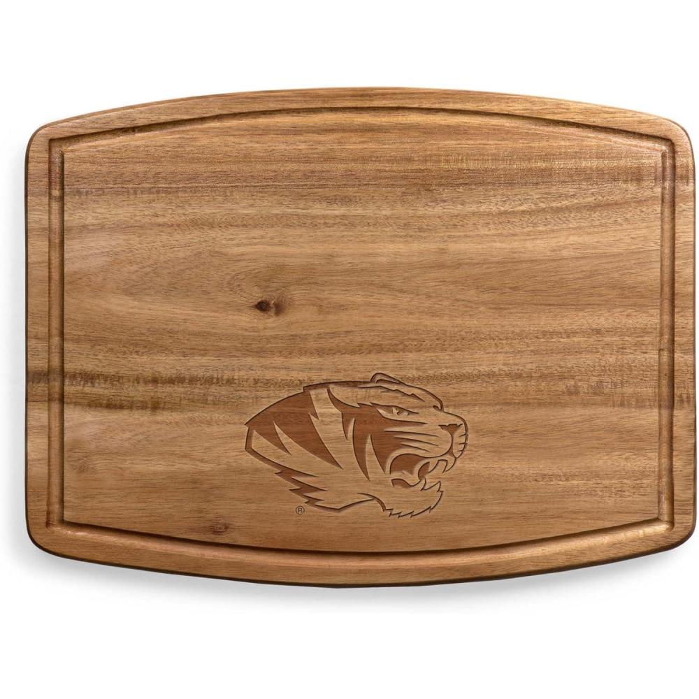 imagePICNIC TIME NCAA Ovale Acacia Cutting Board Charcuterie Board Set with Juice Groove for SpillS Wood Serving Platte Acacia WoodMizzou Tigers