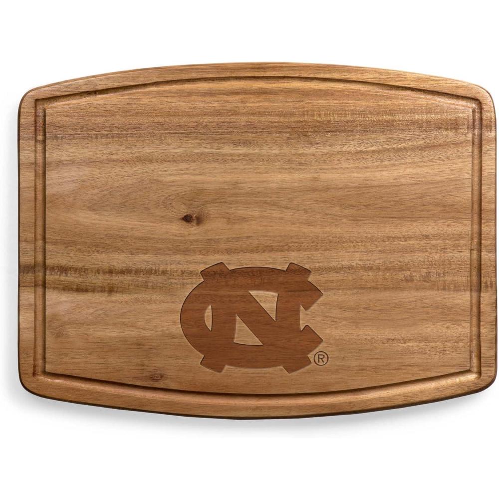 imagePICNIC TIME NCAA Ovale Acacia Cutting Board Charcuterie Board Set with Juice Groove for SpillS Wood Serving Platte Acacia WoodNorth Carolina Tar Heels