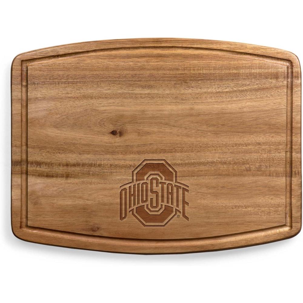 imagePICNIC TIME NCAA Ovale Acacia Cutting Board Charcuterie Board Set with Juice Groove for SpillS Wood Serving Platte Acacia WoodOhio State Buckeyes