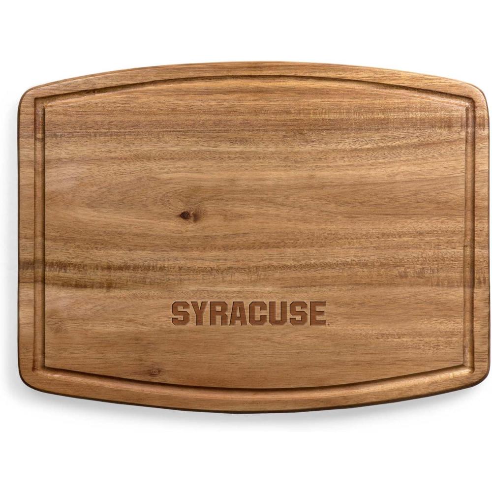 imagePICNIC TIME NCAA Ovale Acacia Cutting Board Charcuterie Board Set with Juice Groove for SpillS Wood Serving Platte Acacia WoodSyracuse Orange