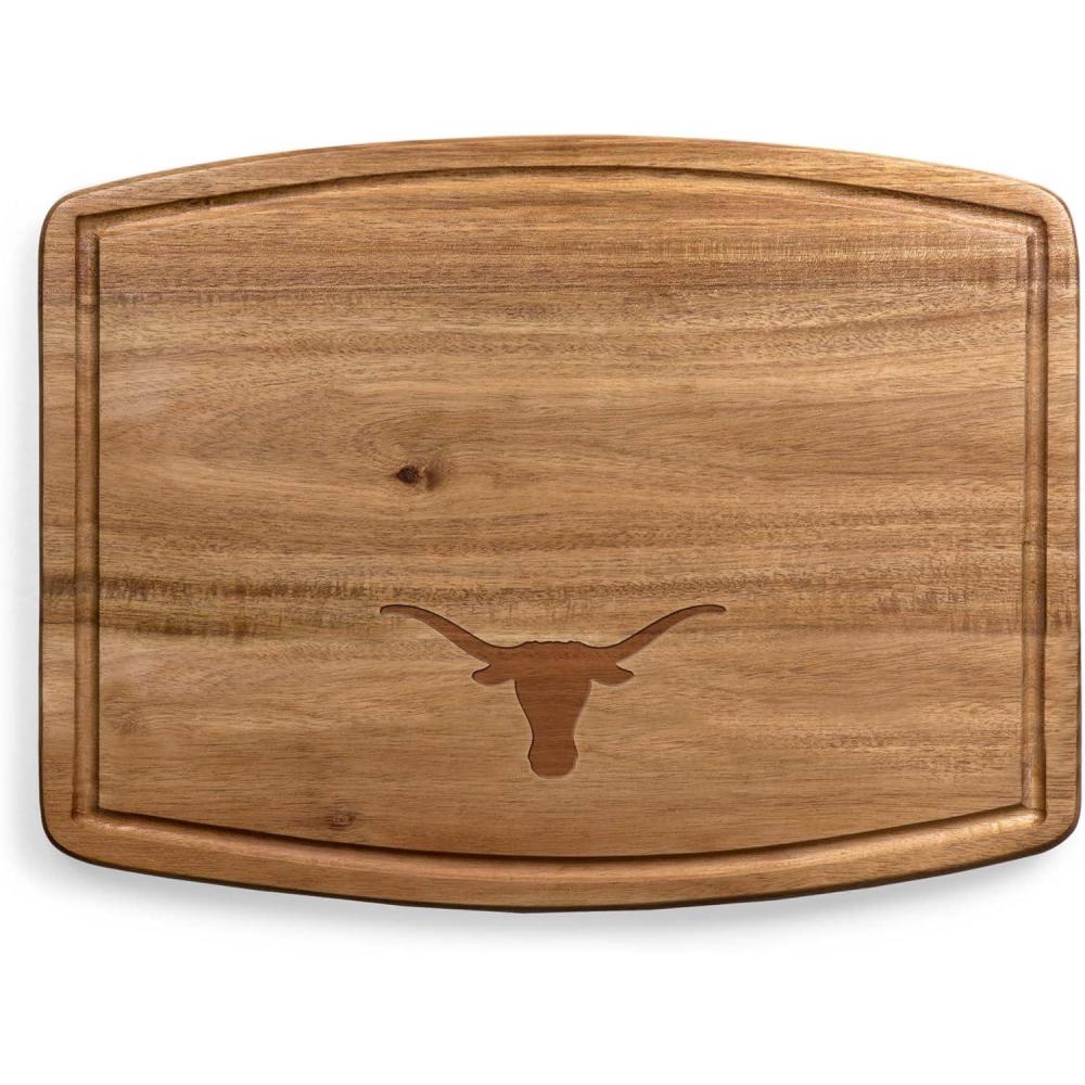 imagePICNIC TIME NCAA Ovale Acacia Cutting Board Charcuterie Board Set with Juice Groove for SpillS Wood Serving Platte Acacia WoodTexas Longhorns
