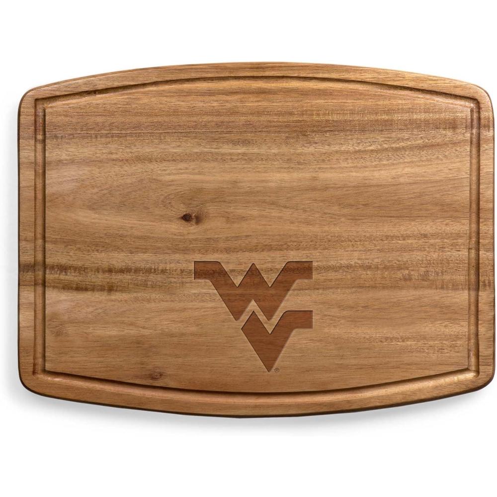 imagePICNIC TIME NCAA Ovale Acacia Cutting Board Charcuterie Board Set with Juice Groove for SpillS Wood Serving Platte Acacia WoodWest Virginia Mountaineers