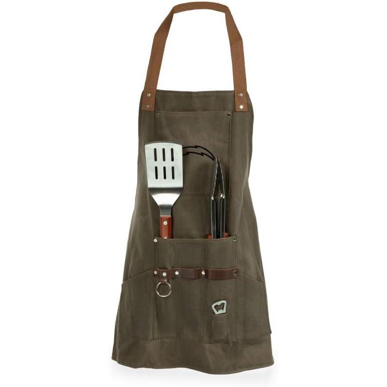 imagePICNIC TIME NFL BBQ Apron with Tools ampamp Bottle Opener Khaki Green with Beige AccentsLos Angeles Chargers
